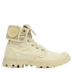 Boots palladium baggy - femme - sahara / safari - textile - lacets - col en toile dlave relev