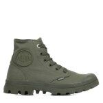 Boots palladium pampa hi mono - femme - vert - lacets - coton