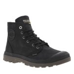 Boots - pampa hi wax - noir - textile - plat - lacets ronds kakis