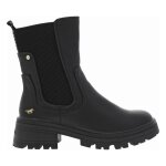 Boots talon dcroch bas mustang femme noir - textile - 5 cm - zip latral et soufflet lastiqu