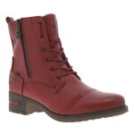 Boots rouges unis � talon plat et zip