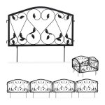 Relaxdays bordure potager clture jardin 4 lments fer antique design feuilles h x l : 33 x 225 cm noir ...