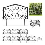 Bordure potager 8 lments clture jardin fer antique design feuilles h x l : 33 x 225 cm noir