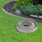 Idmarket bordurette de jardin flexible 10 m grise hauteur 5 cm + 30 piquets