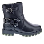 Boots noires � talon plat avec � boucle � ardillon zip et �trier