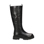 Bottes caprice noir femme - cuir - lacets - talon plat - hauteur moyenne