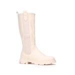 Bottes cavalires crantes grandes tailles - la modeuse - femme - beige - zip - synthtique - haute