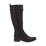 Bottes cavali�res en cuir marron caprice - doublure chaude en aspect peau de lapin - talon d�croch� bas ...