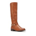 Bottes cavalires - la modeuse - camel - boucle dore - haute - synthtique