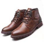 Bottes chelsea en cuir pour hommes - funmoon - marron - style rtro - talon moyen - bout pointu