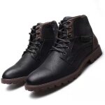 Bottes chelsea en cuir pour hommes funmoon - noir - style rtro - talon moyen - bout pointu