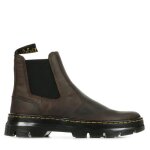 Bottes chelsea dr martens embury - homme - cuir - marron fonc - semelle tract robuste - surpiqres jaunes ...