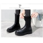 Bottes chelsea femme - noir - plateforme - hauteur moyenne - synthétique Bottes chelsea femme - noir - plateforme - hauteur moyenne - synthétique