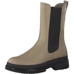 Bottes chelsea tamaris - femme - cuir et vgane - talon bloc - a lastique - taupe / noir