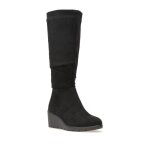 Bottes compensées en suédine noire - la modeuse - haute tige - fermeture zippée Bottes compensées en suédine noire - la modeuse - haute tige - fermeture zippée