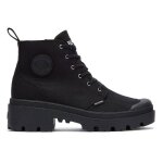 Bottes - palladium - pallabase twill - femme - noir - talon compens 2cm