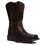 Bottes de cowboy western ariat rambler en cuir pleine fleur pour hommes - brun - carr - ats - duratread ...