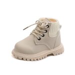 Bottes en cuir de coton enfants hiver plus velours bottes courtes garons mode martin bottes filles bottes ...