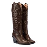 Bottes haute femme bronx western new kole - darkbrown - 40 - cuir - 9 cm - haute