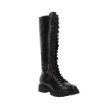 Bottes en cuir pour femme - nerogiardini - hauteur du talon 3 - lacets - noir