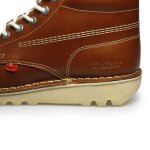 Bottes en cuir kick hi core pour enfant - kickers - dark tan marron - lacets - dessus en cuir