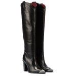 Bottes femme en cuir bronx new - americana - talons hauts - noir
