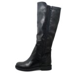 Botte en cuir souple noir pour femme - osvaldo pericoli - haute - double zip - talon plat 3cm