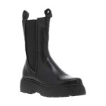 Bottes en cuir noires  semelle  talon compens bas avec des languettes