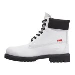 Bottes en cuir timberland prem waterproof - blanc - homme - talon plat - lacets - confortable