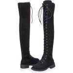 Bottes cuissardes de femme bottines plates compens  lacets automne hiver 35 - 43 noir