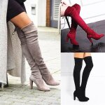 Bottes cuissardes femme rouge  talons hauts - marque - modle - haute - aiguille - zip