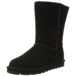 Bottes pour femmes bearpaw en daim - nubuck noir � lacets - haute - plat