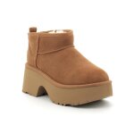 Botte pour femme - ugg - classic ultra mini new heights - marron - talon de 7cm - plateforme crante