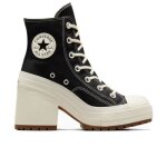 Bottes pour femme - converse - chuck 70 de luxe heel - noir - lacets - textile