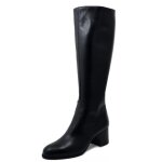 Bottes femme en cuir noir talon 5cm martina