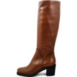 Botte pour femme en cuir souple marron  talon large et fermeture zip - osvaldo pericoli