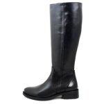 Botte pour femme en cuir souple noir - osvaldo pericoli - haute - talon large de 3 cm - fermeture  zip ...