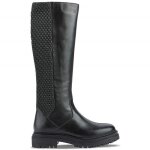 Bottes femme geox iridea - noir - cuir - talon carr - fermeture zip