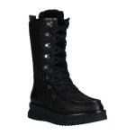 Botte femme geox porthya en cuir noir avec lacets et plate - forme 4cm - technologie geox respira