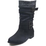Bottes femmes dhiver lukcolor - boucle sangle chunky talons - le noir