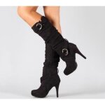 Bottes de femme - minetom - lh0507shoe130 - talons aiguilles - noir - bottes longues