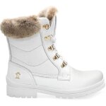 Bottes femme - panama jack tuscani - cuir blanc - talon plat - haute - lacets
