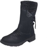 Bottes femmebottes femme en pu cuir mode rtrotalon carrzipper - noir