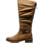 Bottes femme - relife jarkot - camel - simili cuir - fermeture Éclair - sangles décoratives Bottes femme - relife jarkot - camel - simili cuir - fermeture Éclair - sangles décoratives