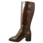 Botte femme - tamaris - cuir marron - haute - large - fermeture zip