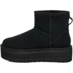 Botte femme ugg classic mini platform - noir - daim - nubuck - lacets - plate - forme 2