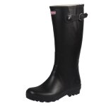Bottes pour femme - viking - fermeture sans lacet - talon de 2 cm - tige haute - caoutchouc noir