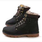 Bottes fourres homme - antidrapant martin - noir - cuir - lacets - haute - automne et hiver