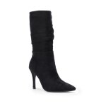 La modeuse - bottes cuissardes - bottes en sudine  tige fronce. modle avec bout pointu et zip sur ...