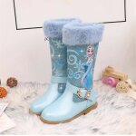 Bottes hautes pour enfants - disney - princesse elsa - bleu - cuir - chaudes et antidrapantes